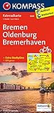 KOMPASS Fahrradkarte 3009 Bremen, Oldenburg, Bremerhaven, 1:70.000: Fahrradkarte. GPS-genau