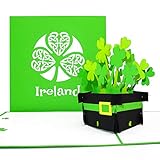 Pop Up Karte „Irland – Irish Shamrocks “ - 3D Ireland Grußkarte als Souvenir, Geburtstagskarte, Reisegutschein, Einladung zur Städtereise Dublin & Rundreise Irland